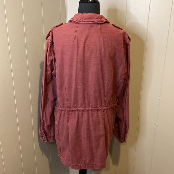 Free People Women’s Medium Not Your Brothers Military Surplus Burgundy Jacket - Picture 5 of 7